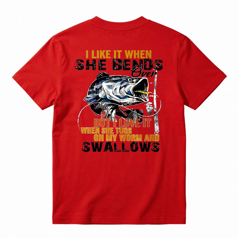 Funny Fishing Bass Worm Swallows Graphic T-shirt