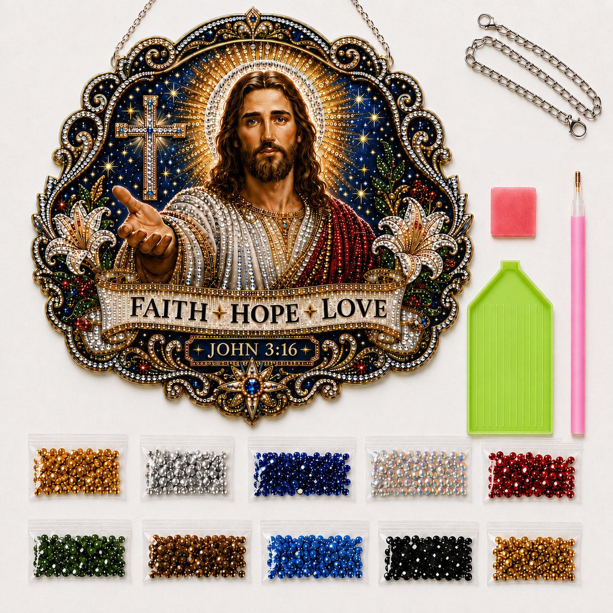 🔥LAST DAY 49% OFF - ✝️✨Jesus Diamond Art Hanging Ornament Kit