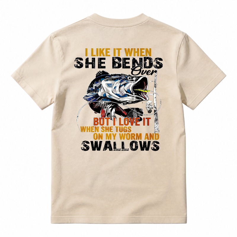 Funny Fishing Bass Worm Swallows Graphic T-shirt