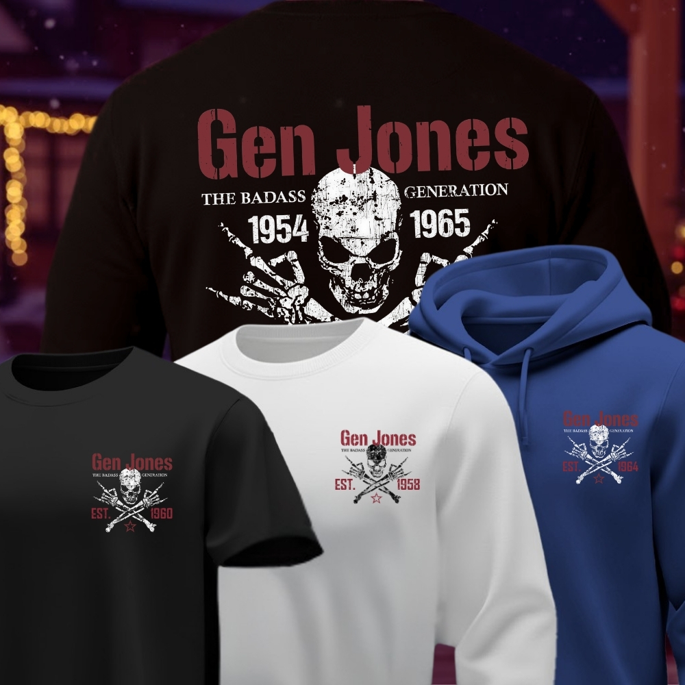 Gen Jones The Badass Generation 1954-1965 Skull Graphic T-Shirt,Sweatshirt,Hoodie