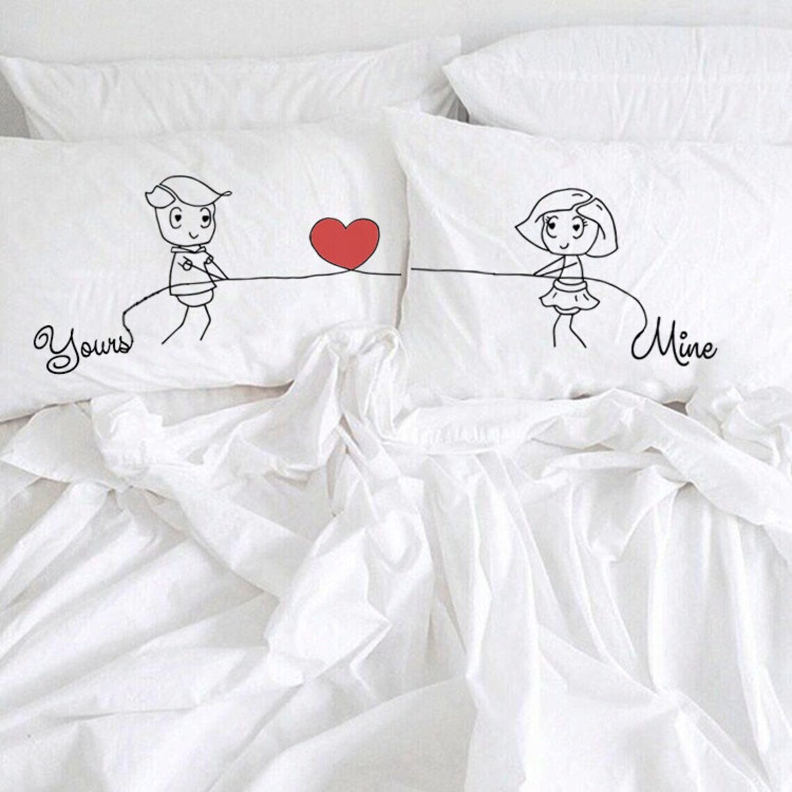 Hand Painted Couple Pillowcases