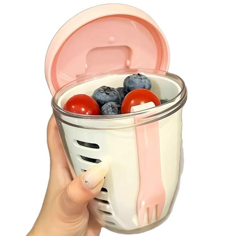 Travel Fruit Salad Storage Cup With Lids and Fork