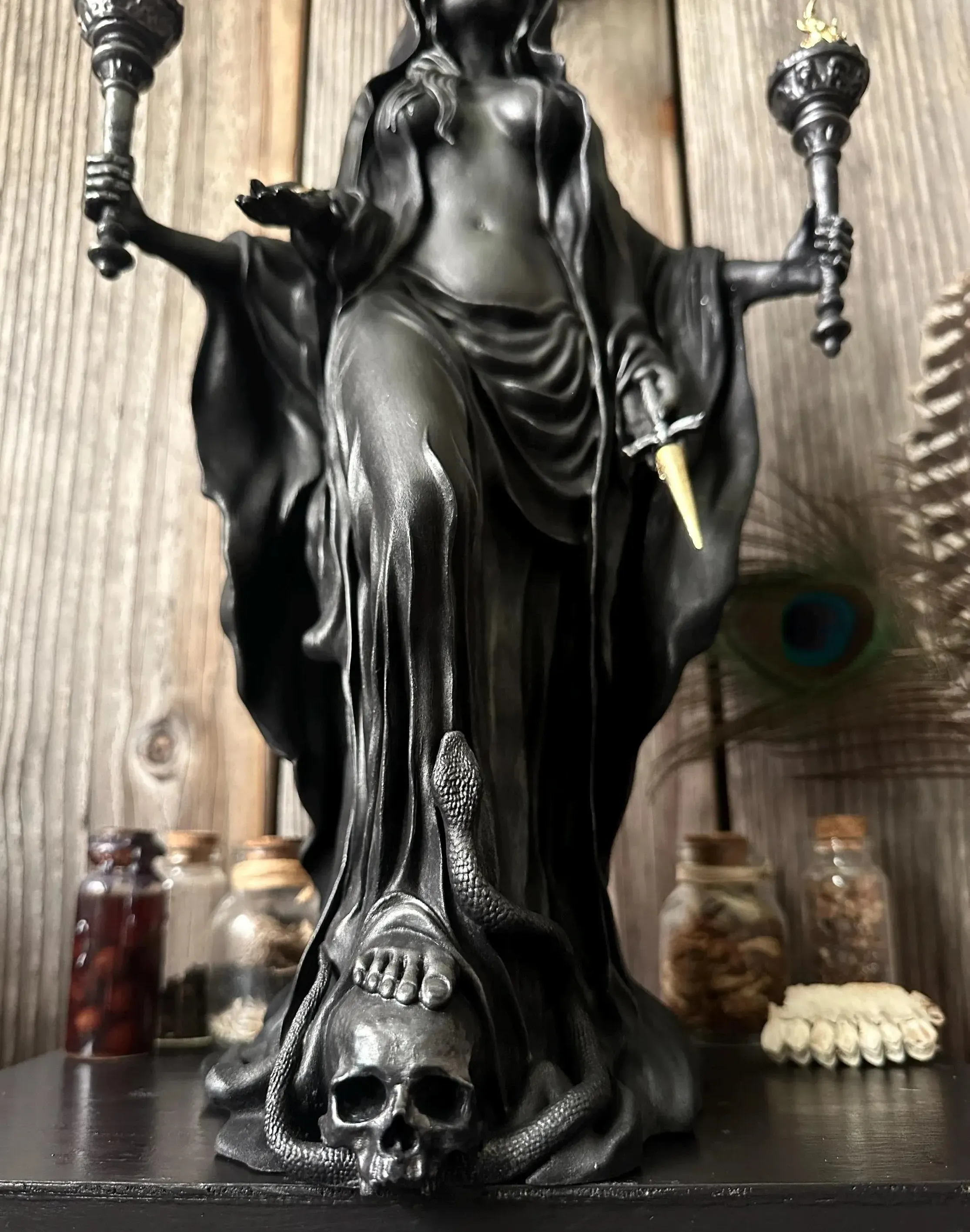 Resin Hecate statue sculptural detail