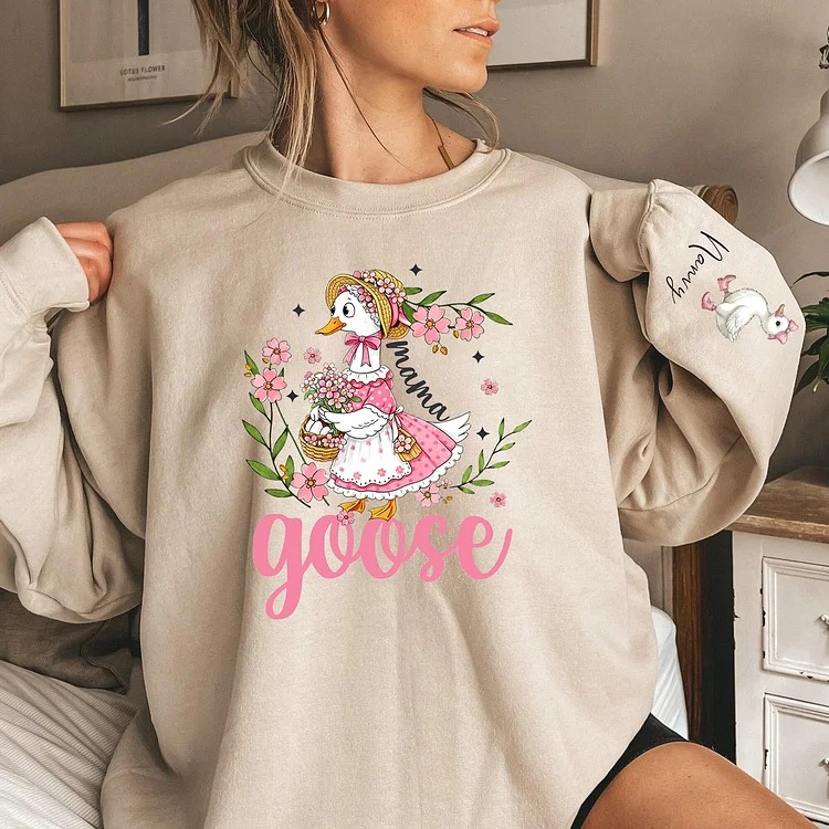 Personalized Mama Goose Sweatshirt with Children's Names Custom Gift for Mother's Day