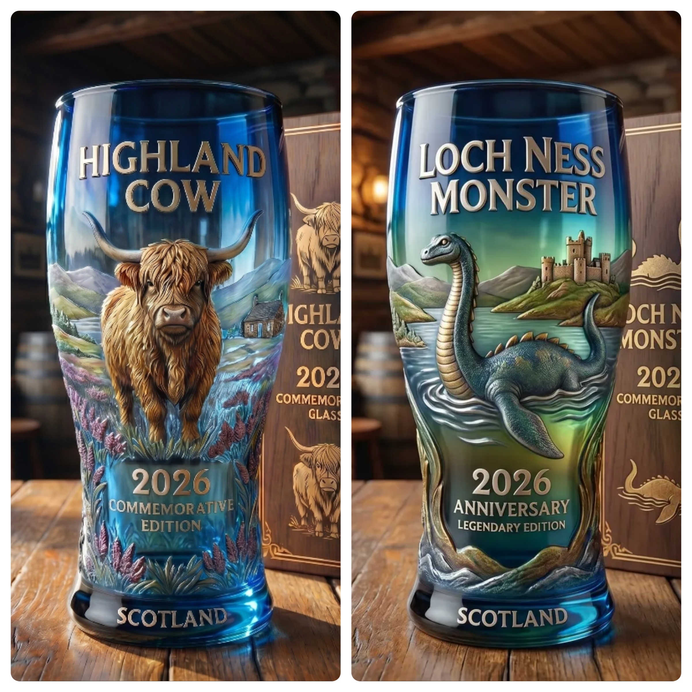 ✨Last Day Promo: 49% OFF-Highland Cow & Loch Ness Monster 2026 Commemorative Glass