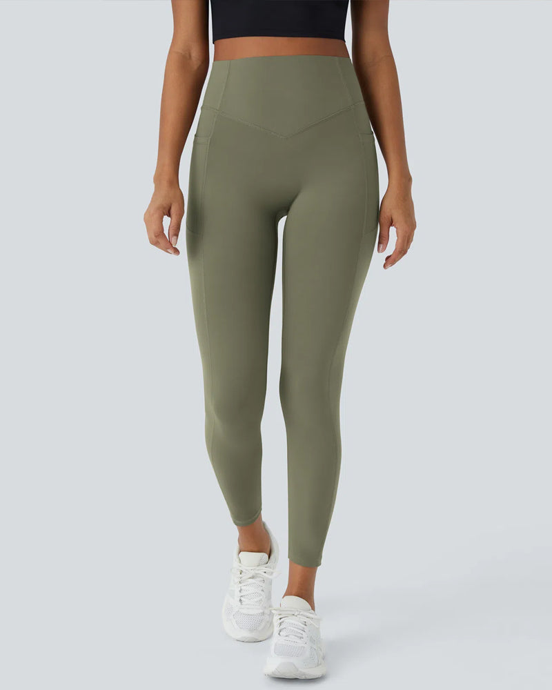 High Waisted Tummy Control Workout Leggings with Side Pockets