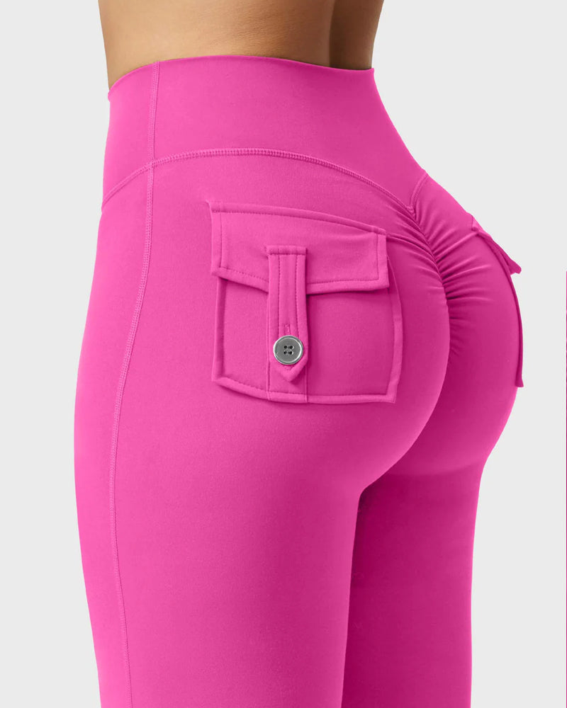 Flared Butt Lifting Leggings with Pockets