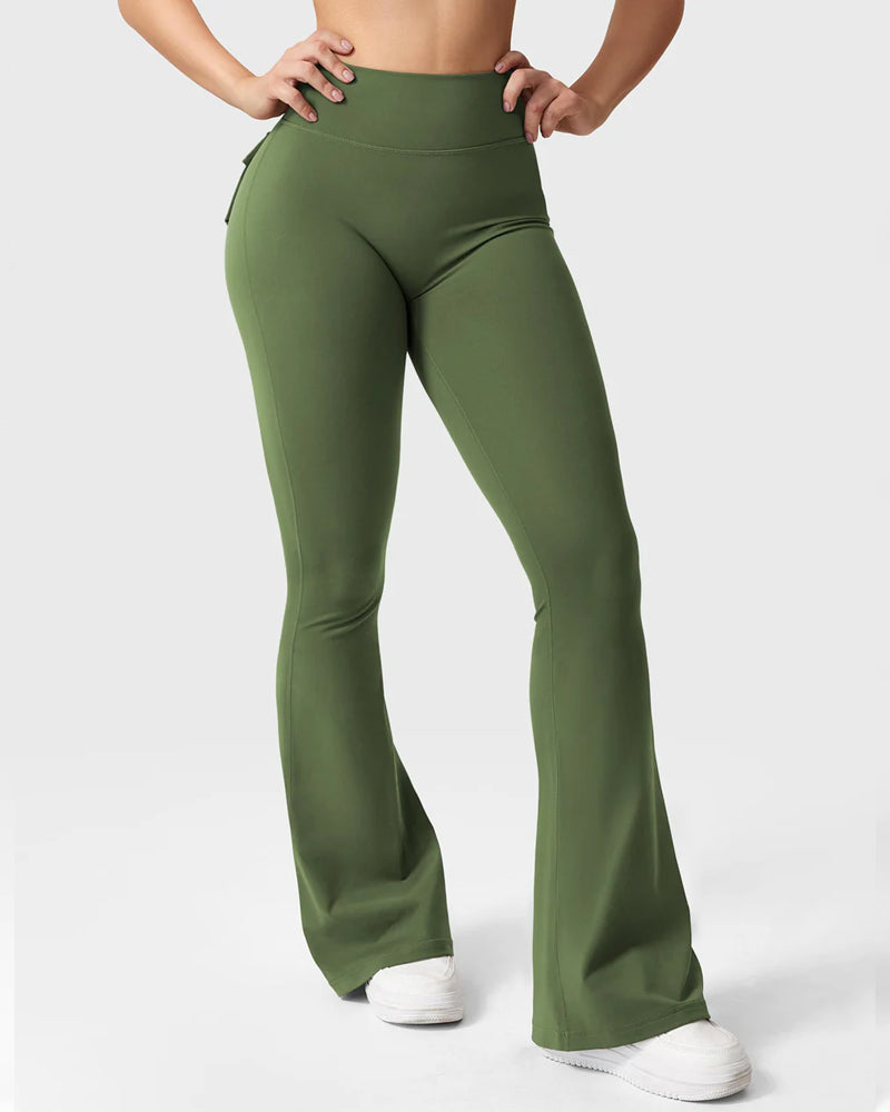 Flared Butt Lifting Leggings with Pockets