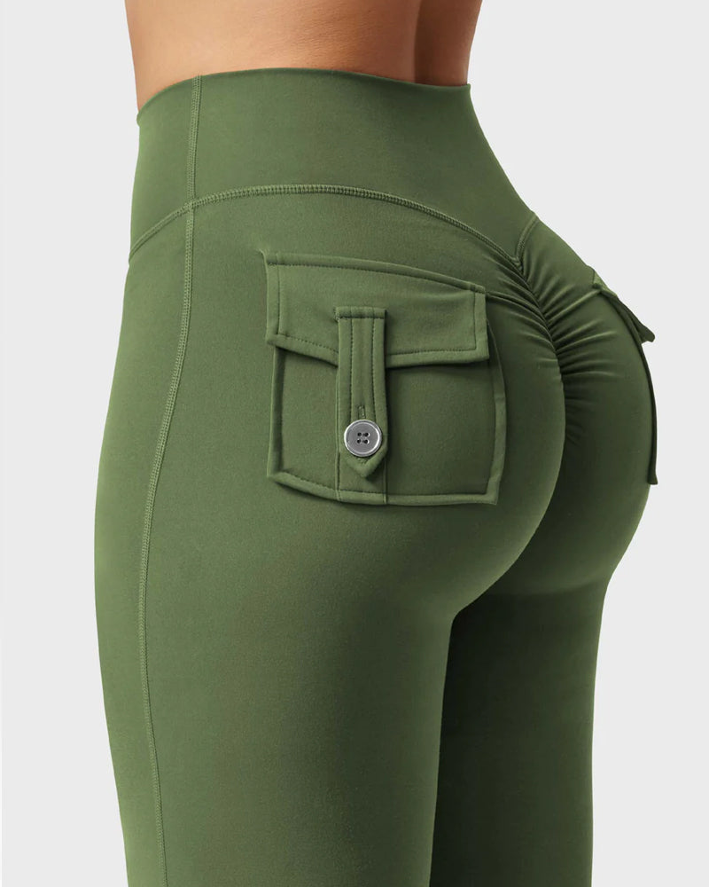 Flared Butt Lifting Leggings with Pockets