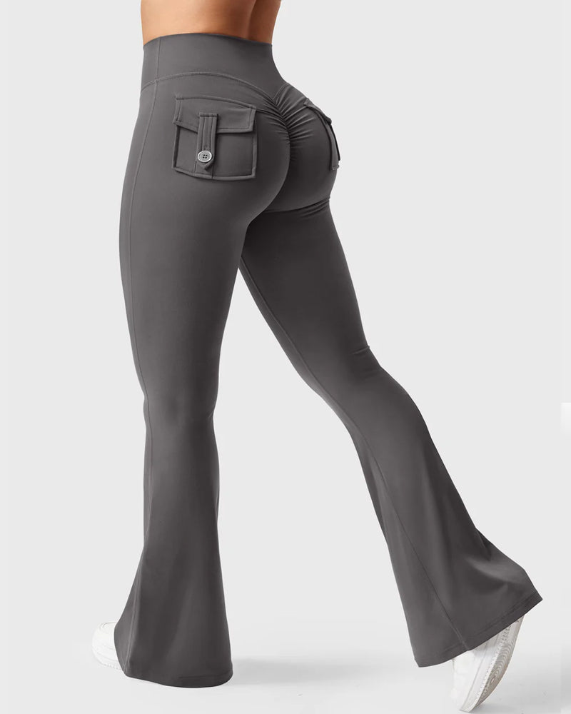 Flared Butt Lifting Leggings with Pockets