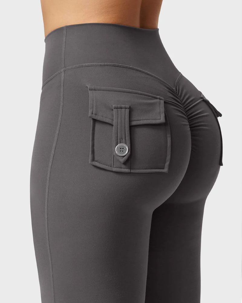 Flared Butt Lifting Leggings with Pockets
