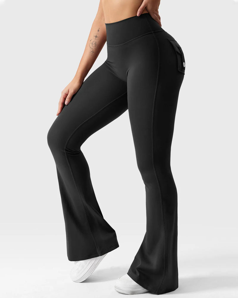 Flared Butt Lifting Leggings with Pockets