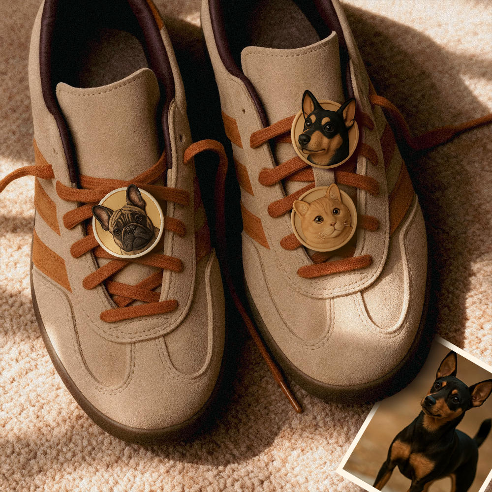 3D Printed Pet Image Round Personalized Shoelace Charms - Celebrate Your Furry Companion