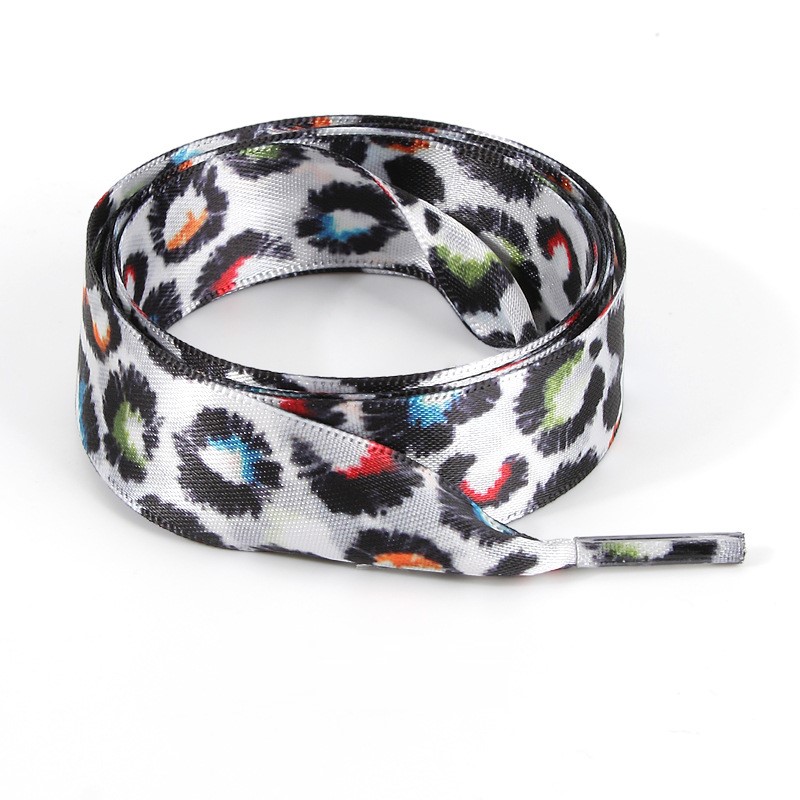 Silk Shoelaces, Colorful Leopard Print Tie-Dye Shoelaces, Personalized Men'S And Women'S Sports Shoes And Casual Shoes Lace Satin Print Shoelaces