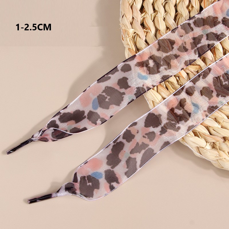 Leopard Print Ribbon Shoe Laces | Wide Snow Yarn Laces 2.5cm-4cm