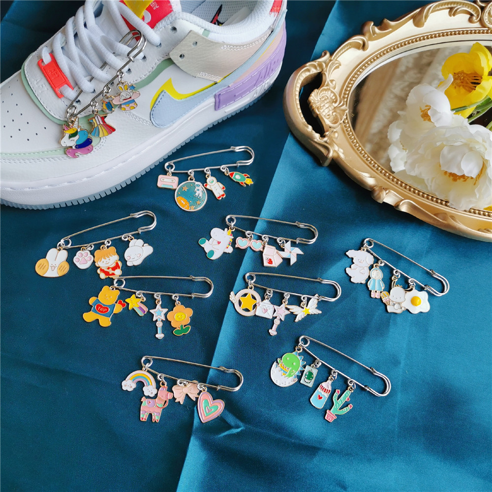 Ins Unicorn Rainbow Custom Shoelace Charm – Cartoon Oil Drop Alloy Brooch Scarf Decor