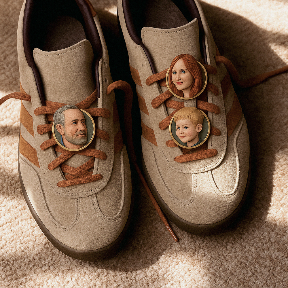 3D Printed Human Round Personalized Shoelace Charms - Cherish Your Beloved