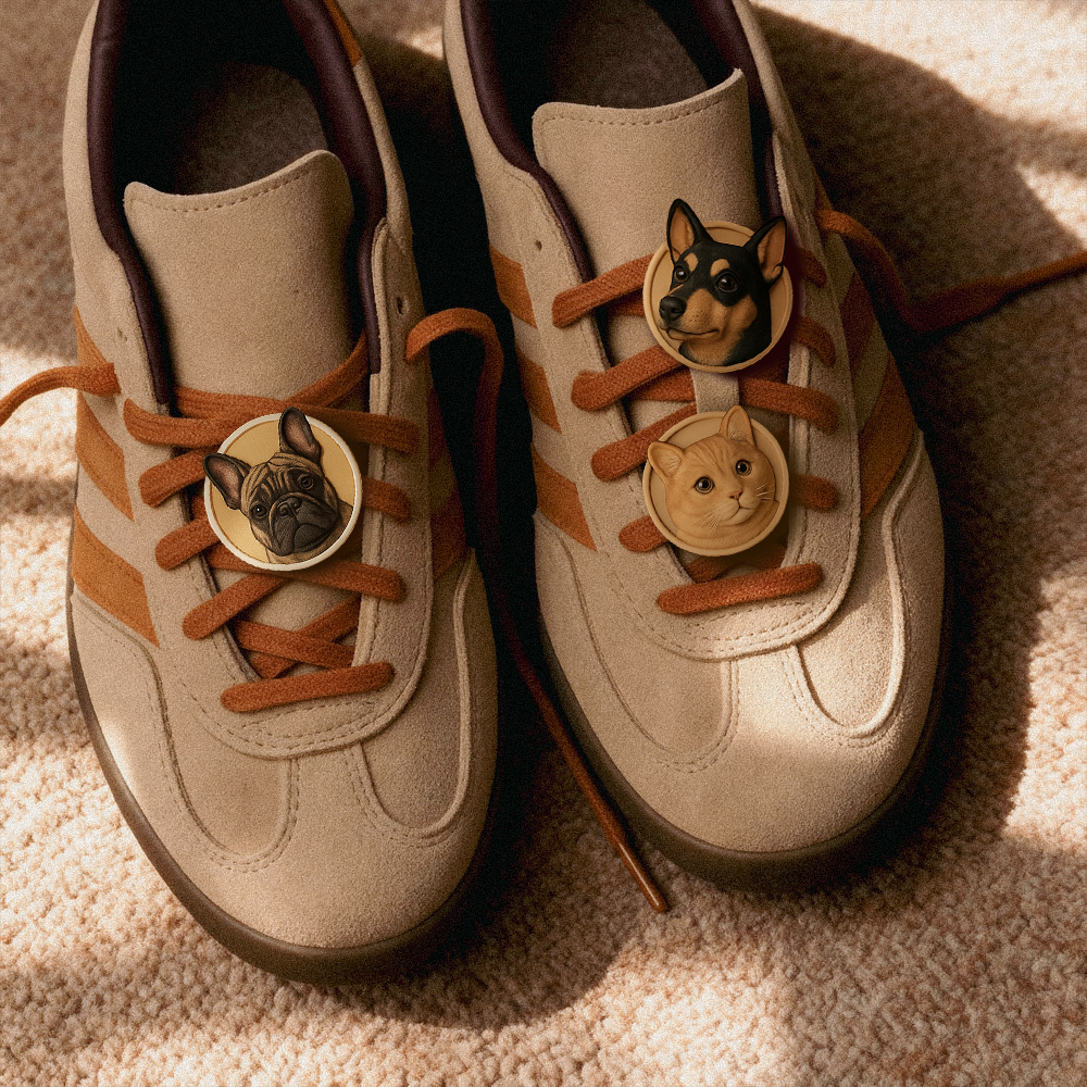 3D Printed Pet Image Round Personalized Shoelace Charms - Celebrate Your Furry Companion