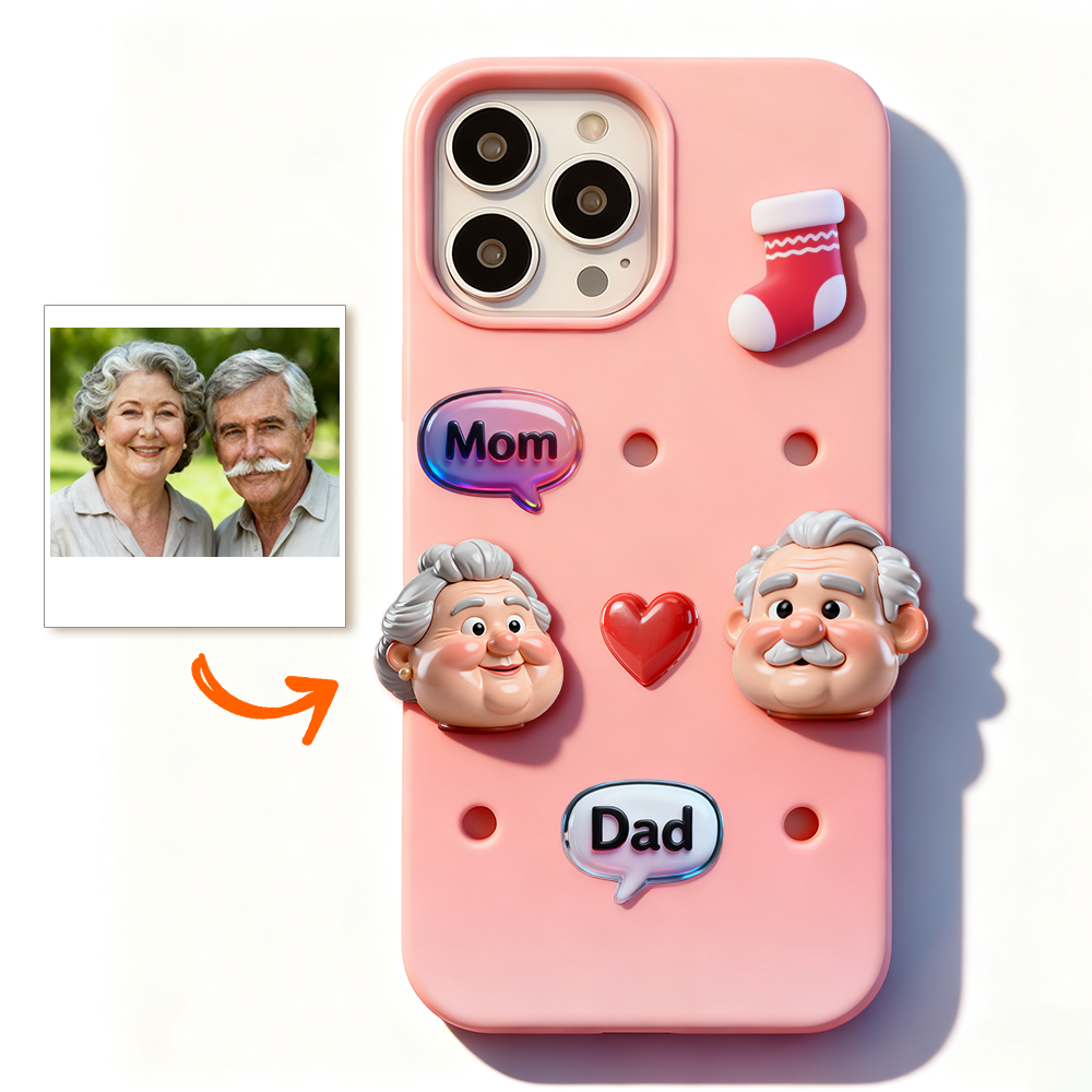 3D Mom & Dad Custom Phone Charm for Holey Phone Cases - Honor Family Love
