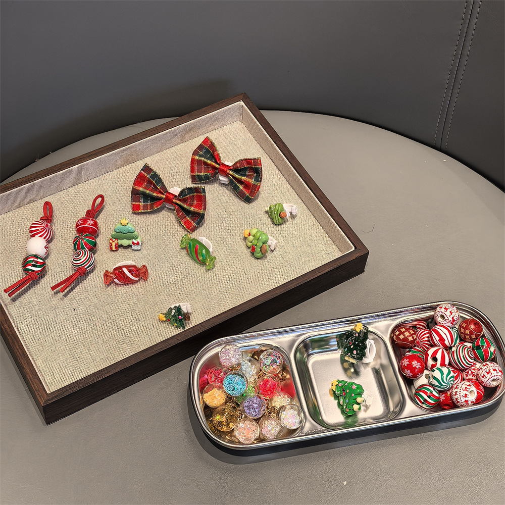 New Christmas Tree Shoelace Charms, Plaid Bow Elk Shoelace Beads, Christmas Shoelace Decorative Buckle Accessories