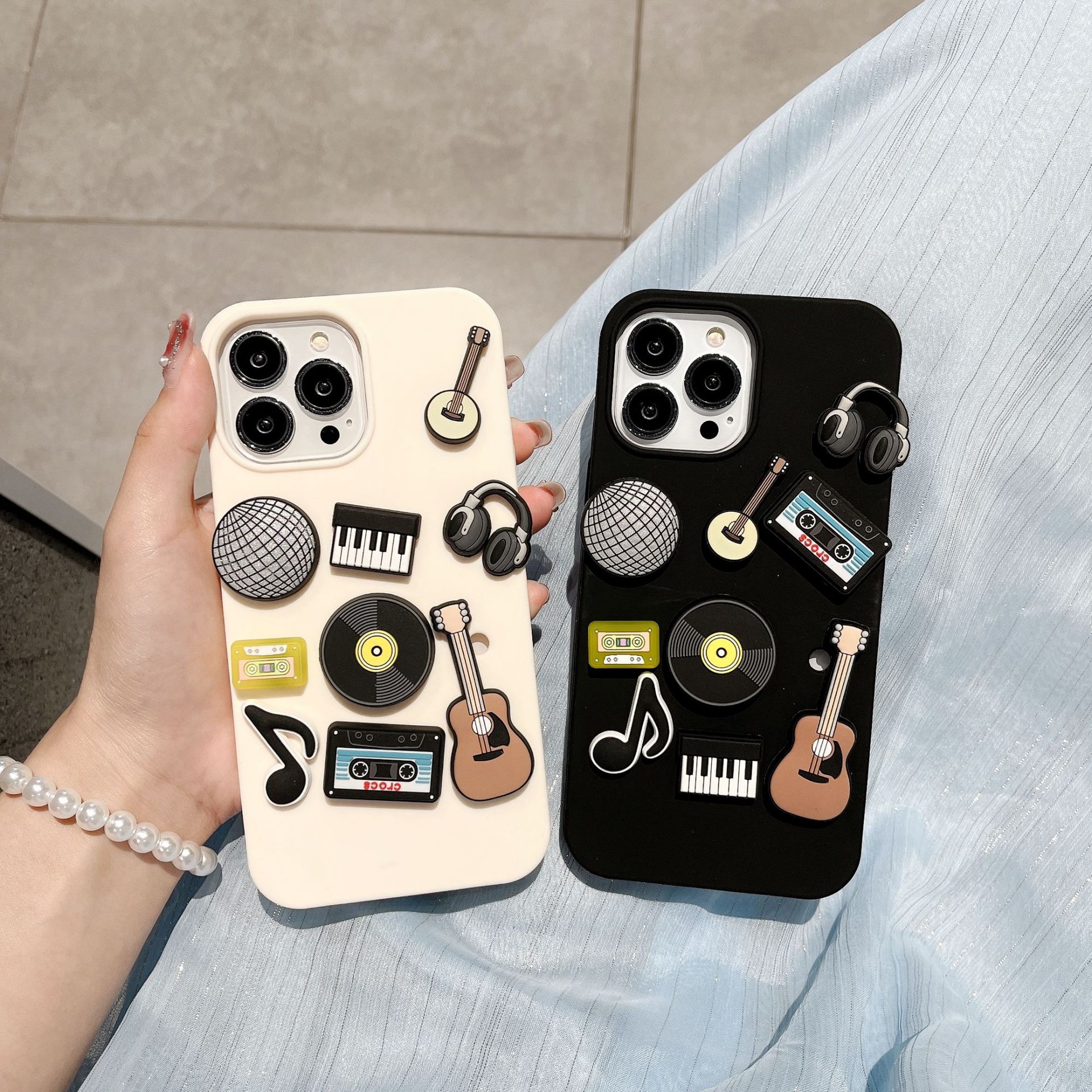 Charmed Phone Cases With 3D Music Instrument Phone Charms – Fits iPhone11/12/13/14 Pro