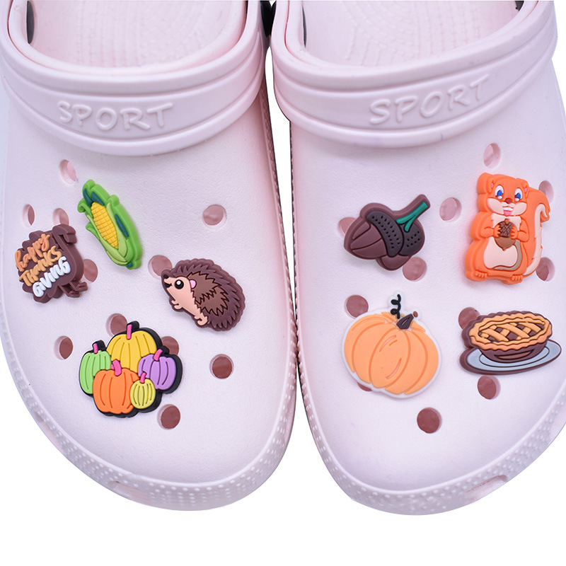 Thanksgiving PVC Soft Custom Shoelace Charm – Removable Hole Shoe/Bracelet Decor