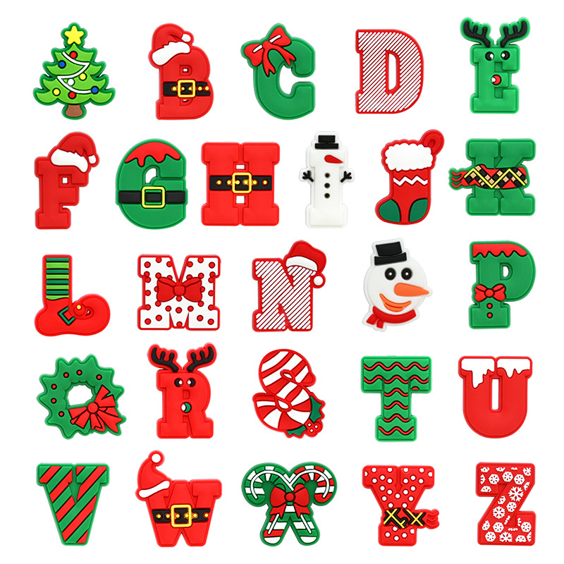 Christmas Letter Custom Shoelace Charm – PVC Soft Detachable Hole Shoe Decor