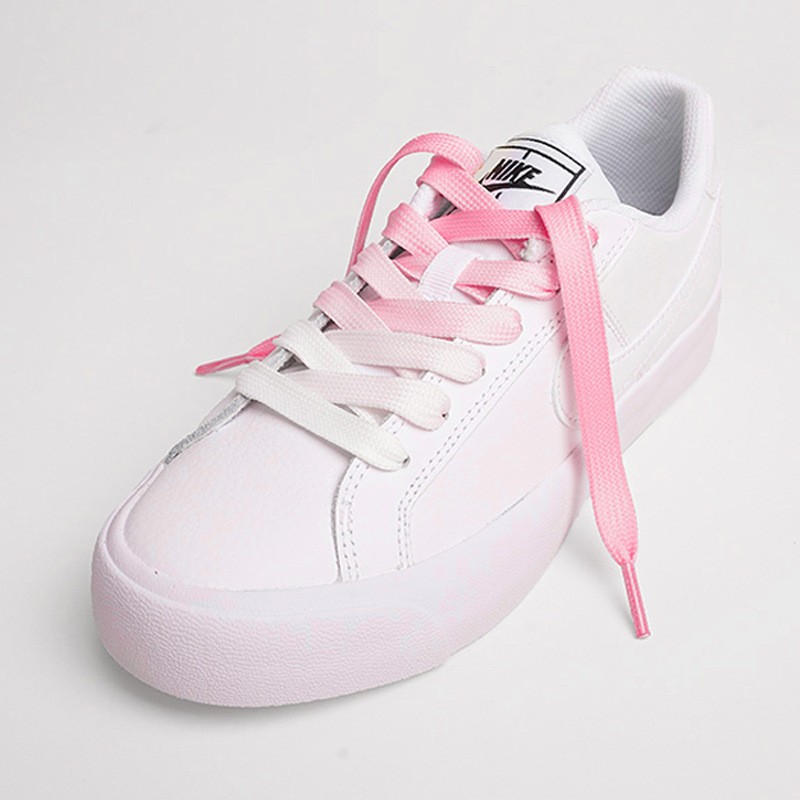 Rainbow Gradient Flat Rope Shoelaces – Double-Sided, Mint Green, for White Sneakers