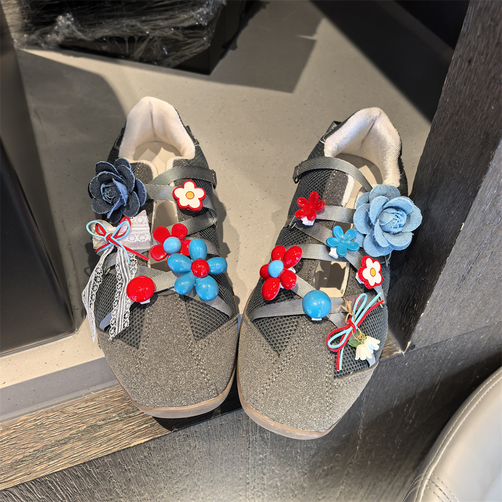 Blue Denim Flower Shoelace Charms, Bow Shoelace Accessories, Sports Shoe Decorative Buckle