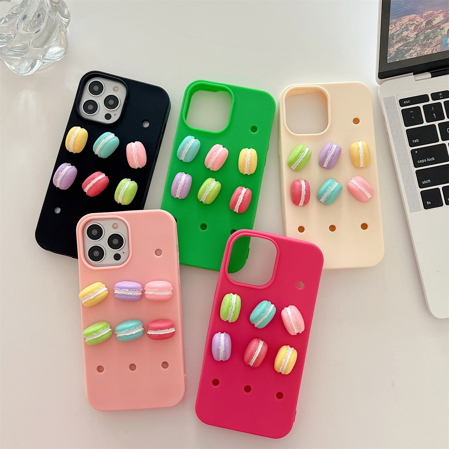 Charmed Phone Cases With 3D Jap-Kor Macaron Bread Phone Charms – Fits iPhone11/12/14 Pro Max