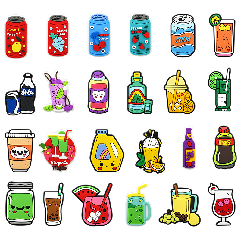 Cartoon Beverage Bottle Custom Shoelace Charm – PVC Soft Detachable Hole Shoe Decor