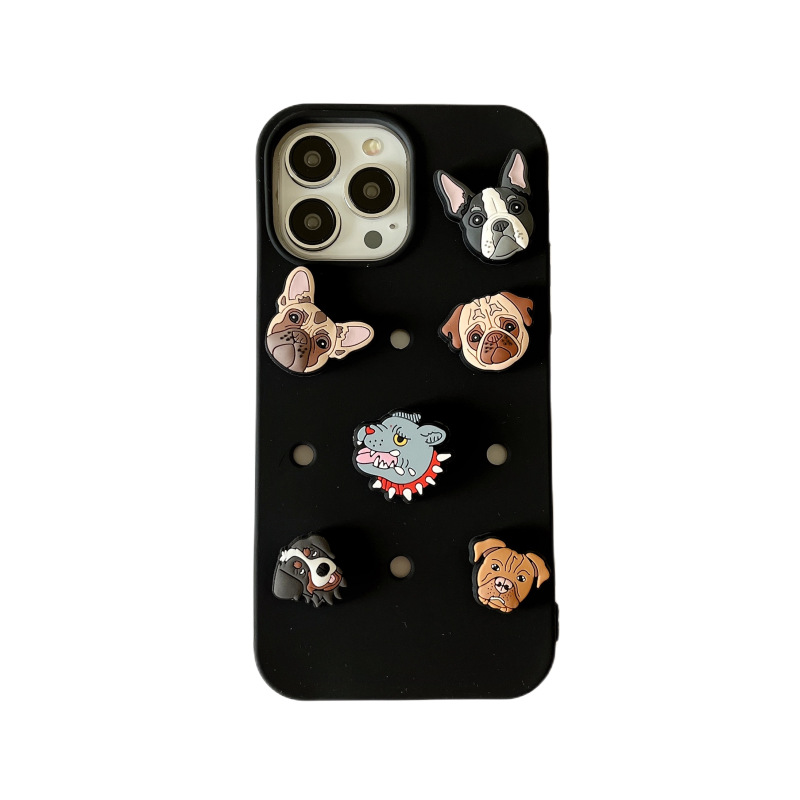 Charmed Phone Cases With 3D Cartoon Bulldog Phone Charms – Fits iPhone12/13/14 Pro Max