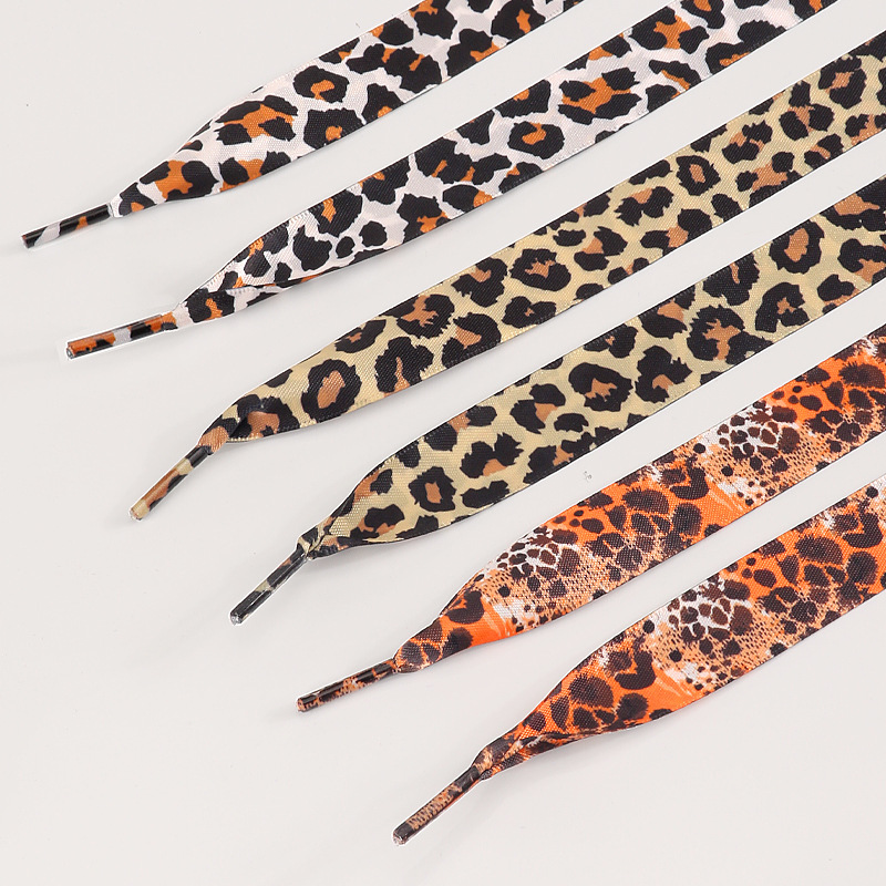 Printed Lace Shoelaces, Leopard Pattern Shoelaces, 2Cm Satin Shoelaces For White Sneakers