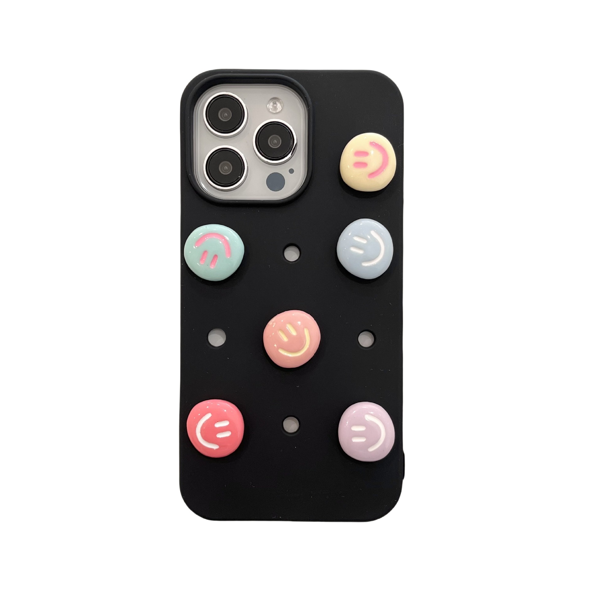 Charmed Phone Cases With Solid Color Smiley Phone Charms – Fits iPhone14/16/16 Pro Max