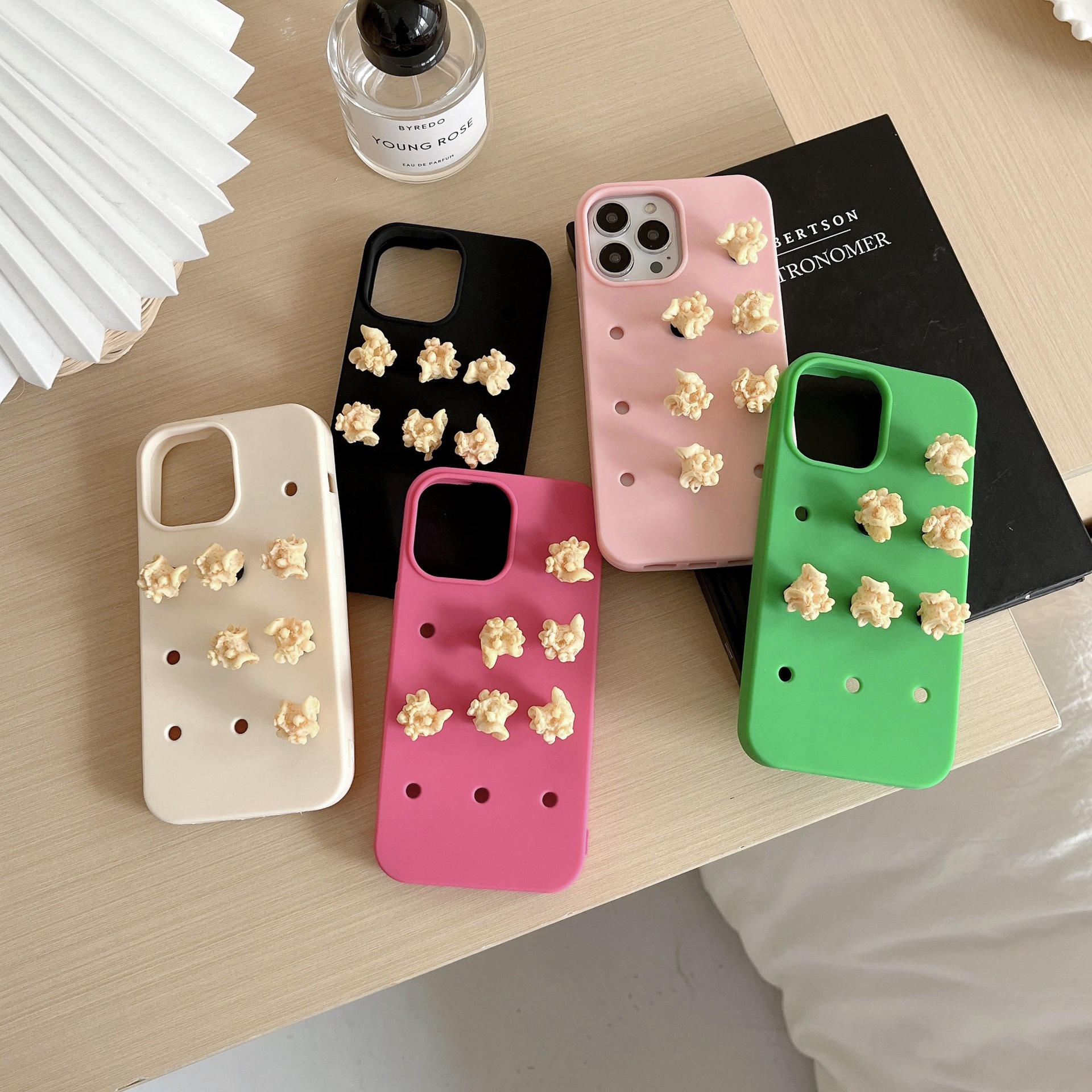 Charmed Phone Cases With 3D Creative Popcorn Phone Charms – Fits iPhone11/12/14 Pro Max