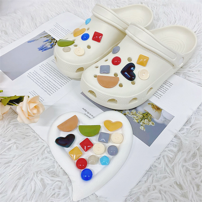 Heart 14-PC Custom Shoe Charm Set – Red/Sapphire Gems, Buttons for Sneakers & Clogs