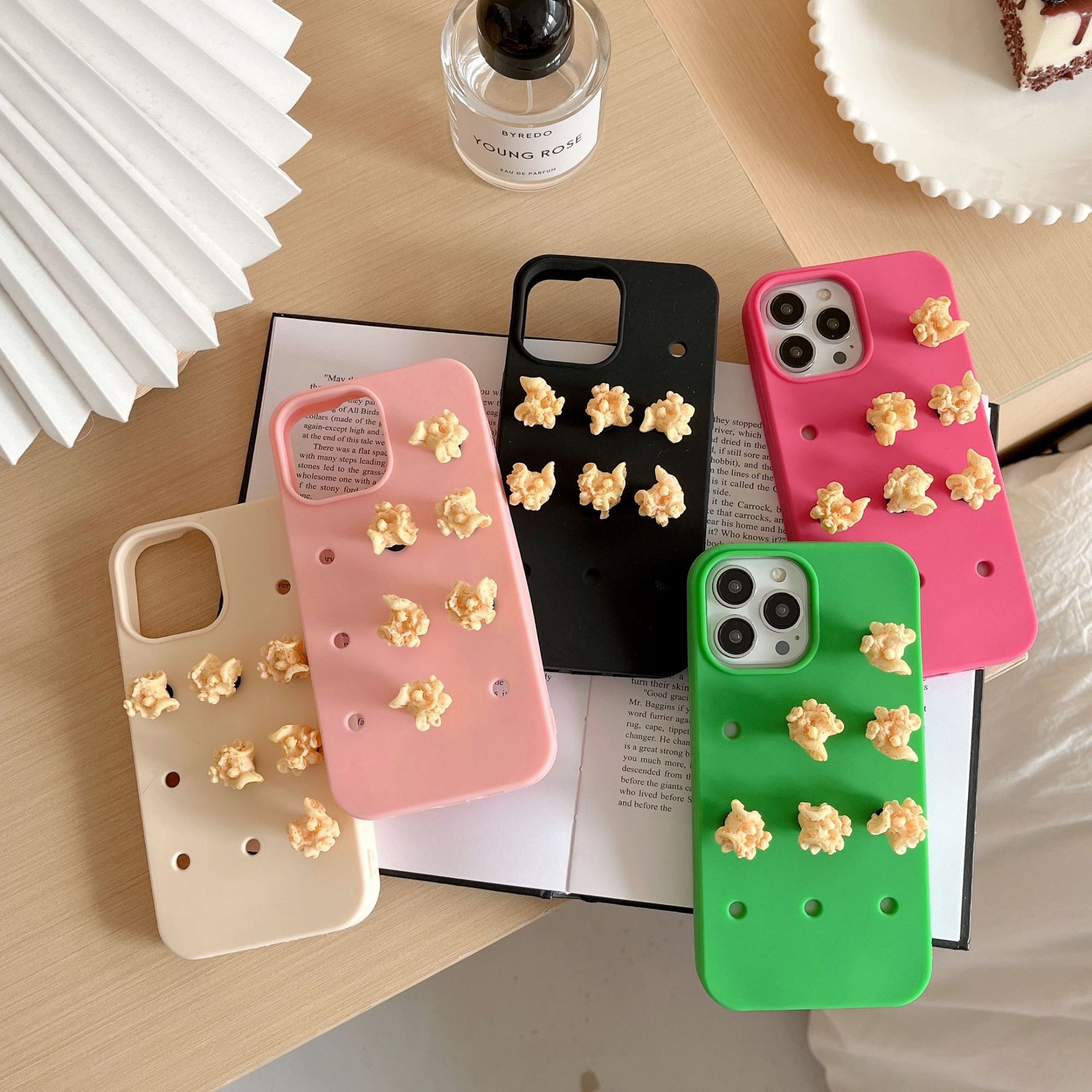 Charmed Phone Cases With 3D Creative Popcorn Phone Charms – Fits iPhone11/12/14 Pro Max