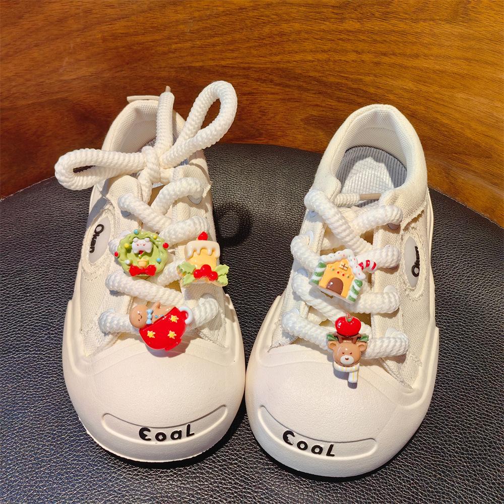 New Autumn & Winter Cute Creative Christmas Shoe & Shoe Lace Charms - Elk Shoe Buckles & Clips Boxed Set for Kids' Shoes