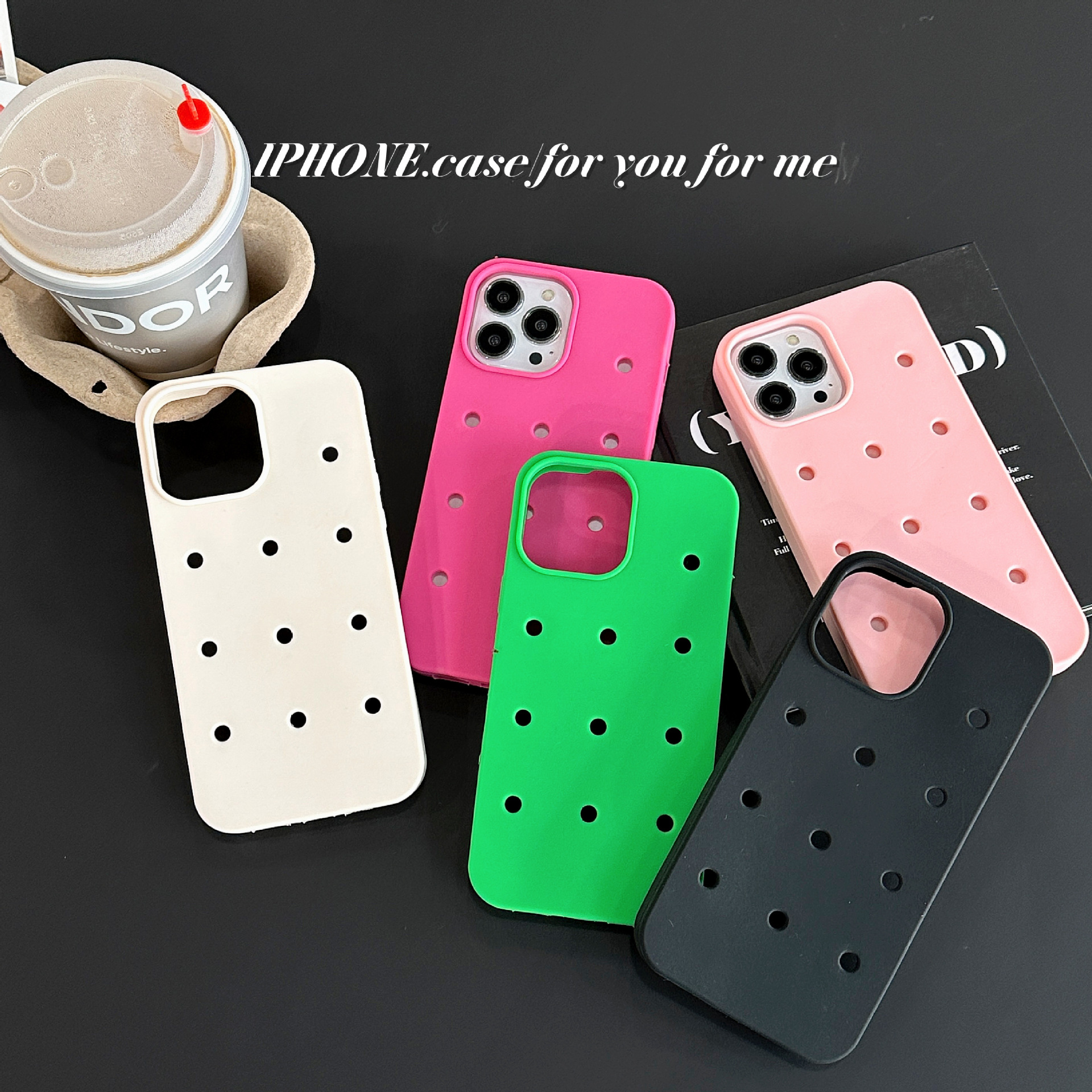 Plain Charmed Phone Cases - DIY Buckle Hole Soft Silicone for iPhone6G-13