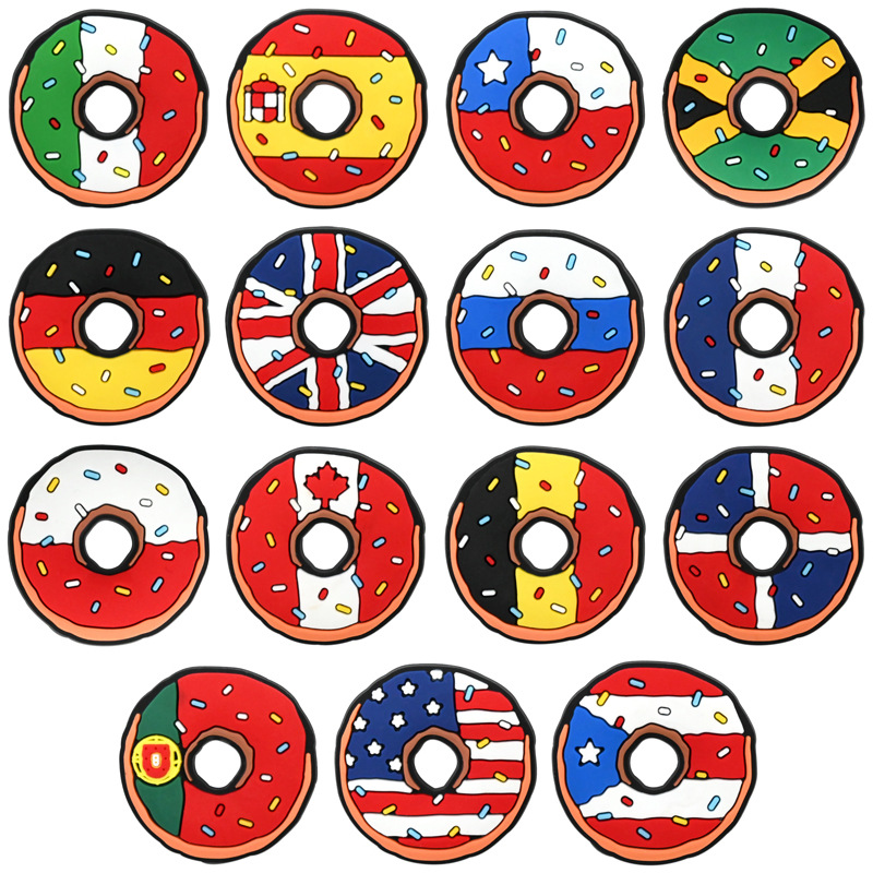 Flag Donut Beach Custom Shoelace Charm – PVC DIY Detachable Hole Shoe Decor