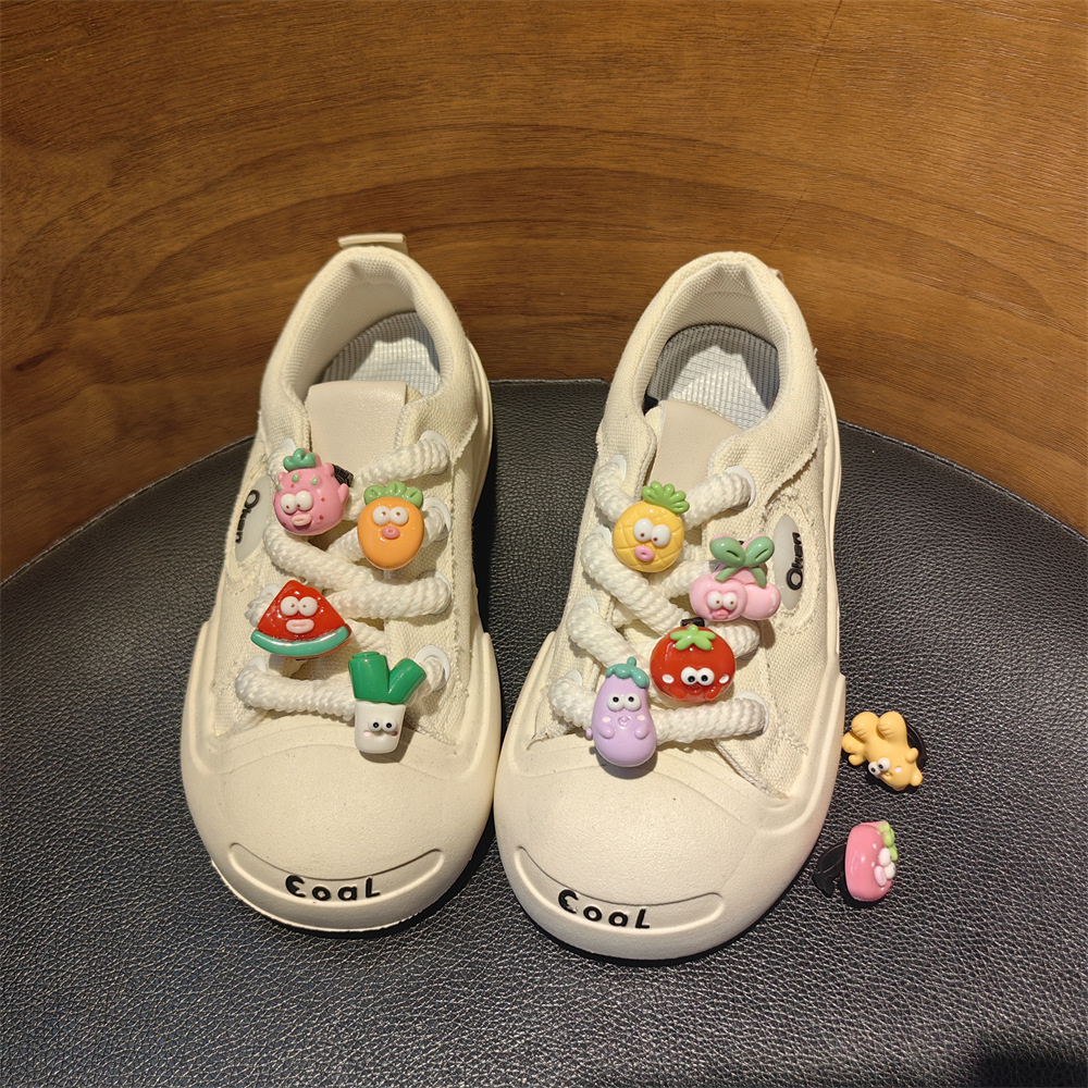 New Cute Cartoon Shoelace Charms, Fruit and Vegetable Big Eye Shoelace Buckles, Sports Shoe Decorative Flowers