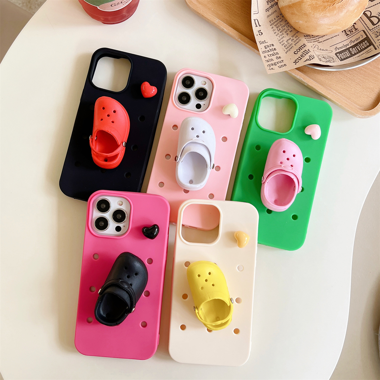 Charmed Phone Cases With 3D Clog Phone Charms – Fits iPhone12/13/14 Pro Max Soft Shell