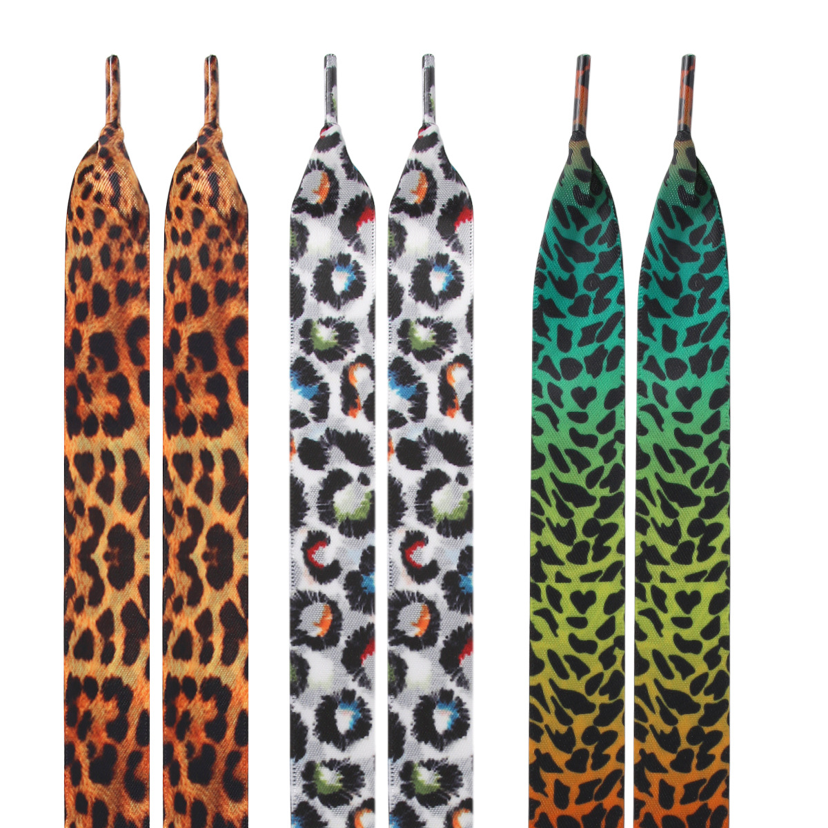 Silk Shoelaces, Colorful Leopard Print Tie-Dye Shoelaces, Personalized Men'S And Women'S Sports Shoes And Casual Shoes Lace Satin Print Shoelaces