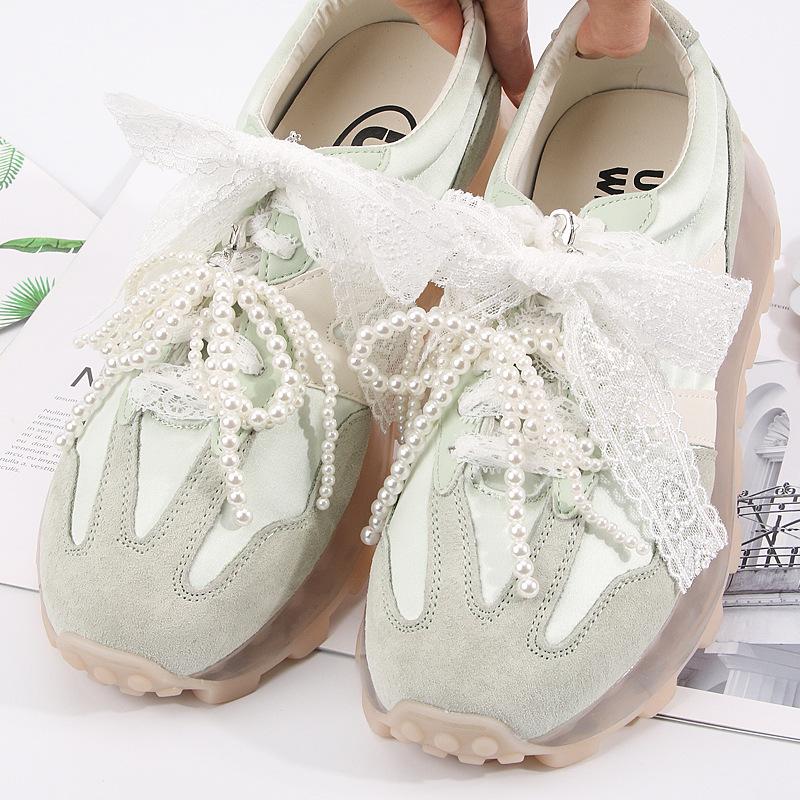 High-End Decorative Pearl Bow Ballet Shoe Lace Charm