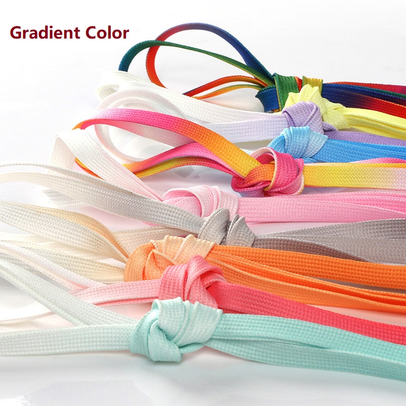 Rainbow Gradient Flat Rope Shoelaces – Double-Sided, Mint Green, for White Sneakers