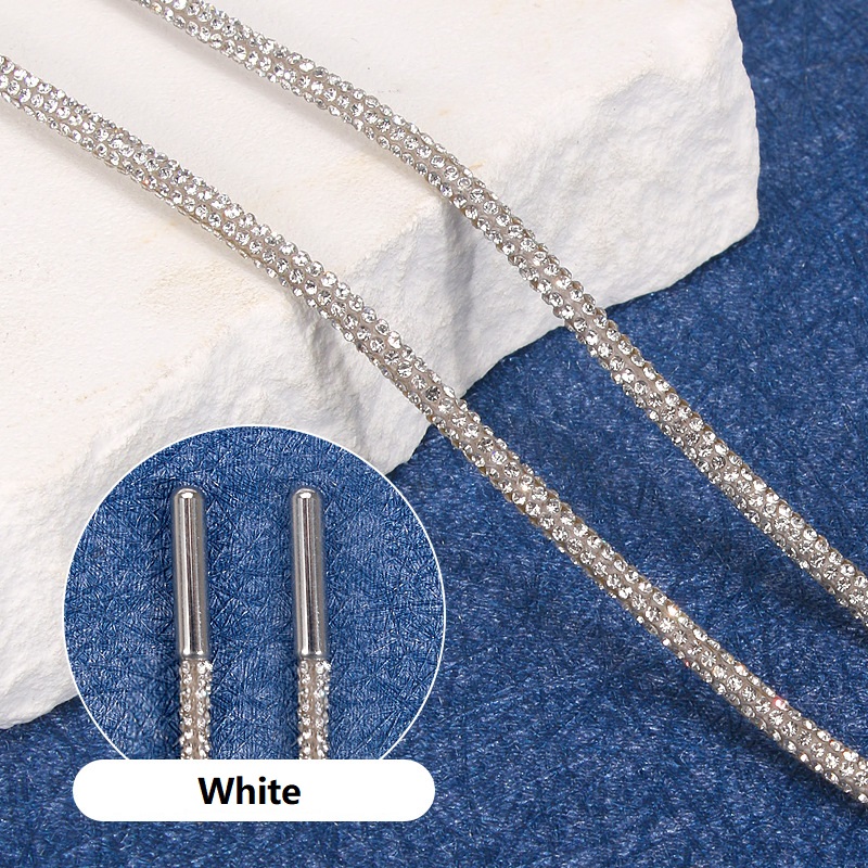 Tubular Rhinestone Cord - Full-Crystal, Silver Trim, for Waistbands, Hoodies, Shoelaces &amp; DIY