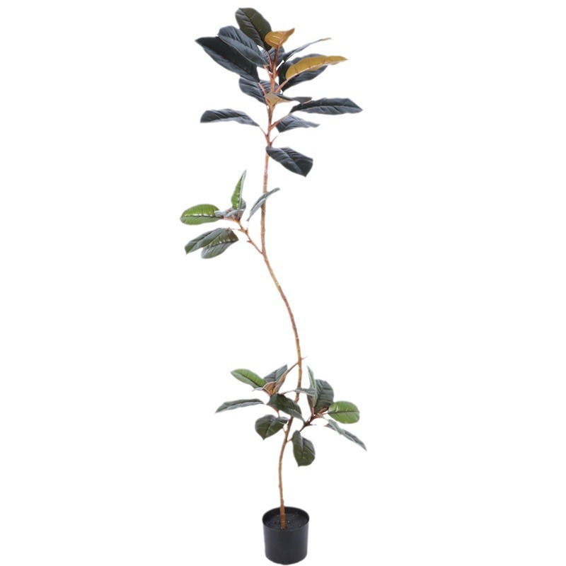 Simulated rubber tree, large green potted plant, indoor floor-standing decorative fake tree, Nordic style home decoration
