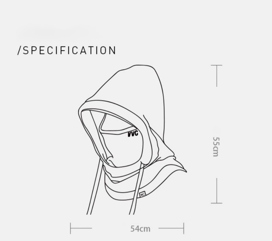 Winter Fleece Hooded Face Mask All-in-One Hood & Face Cover