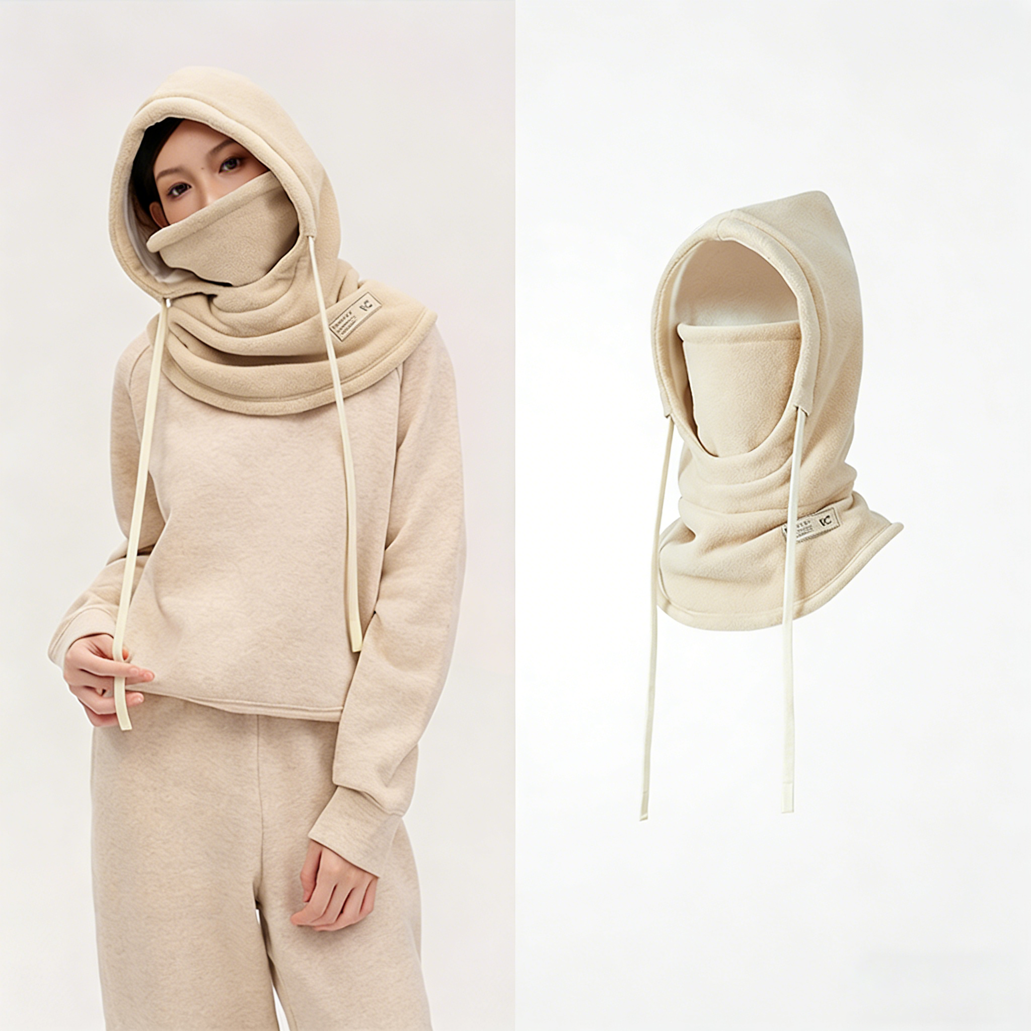 Winter Fleece Hooded Face Mask All-in-One Hood & Face Cover