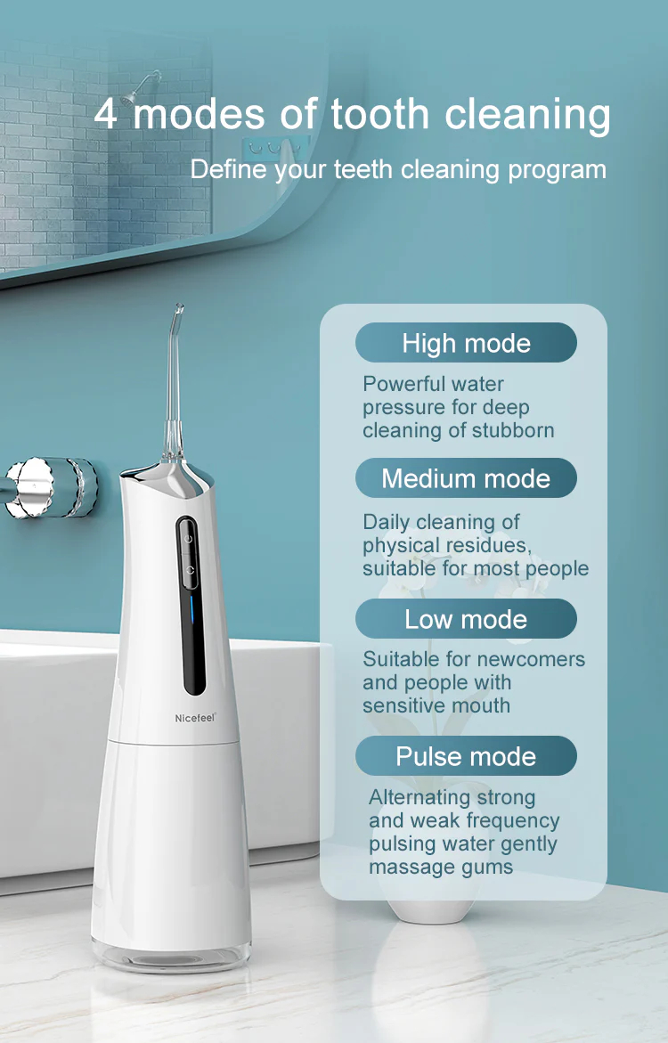 5024 Nicefeel LCD Display Water Flosser Cleaner-White